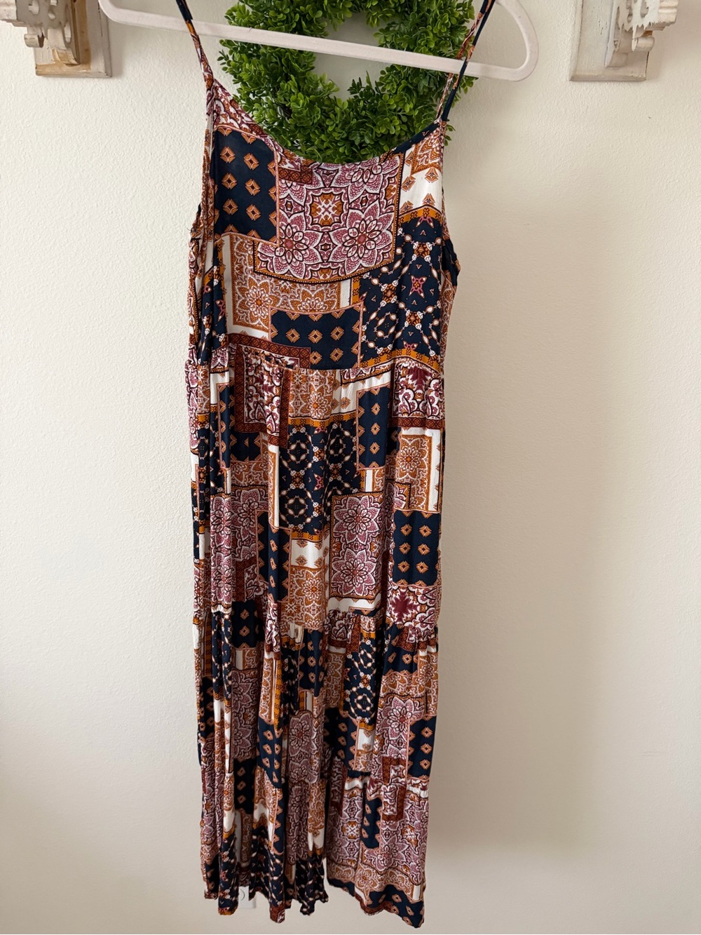 Boho Patchwork Maxi Skirt - Black, Brown & Cream